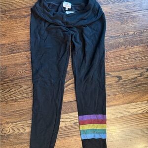 Sundry Black Leggings with Colorful Stripes